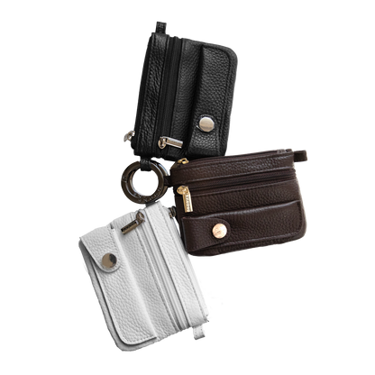 Litchi Leather 4-Pocket Wallet with Keyring