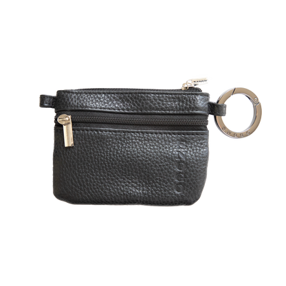 Litchi Leather 4-Pocket Wallet with Keyring