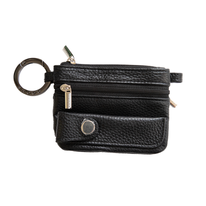 Litchi Leather 4-Pocket Wallet with Keyring