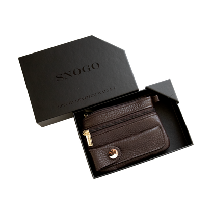 Litchi Leather 4-Pocket Wallet with Keyring