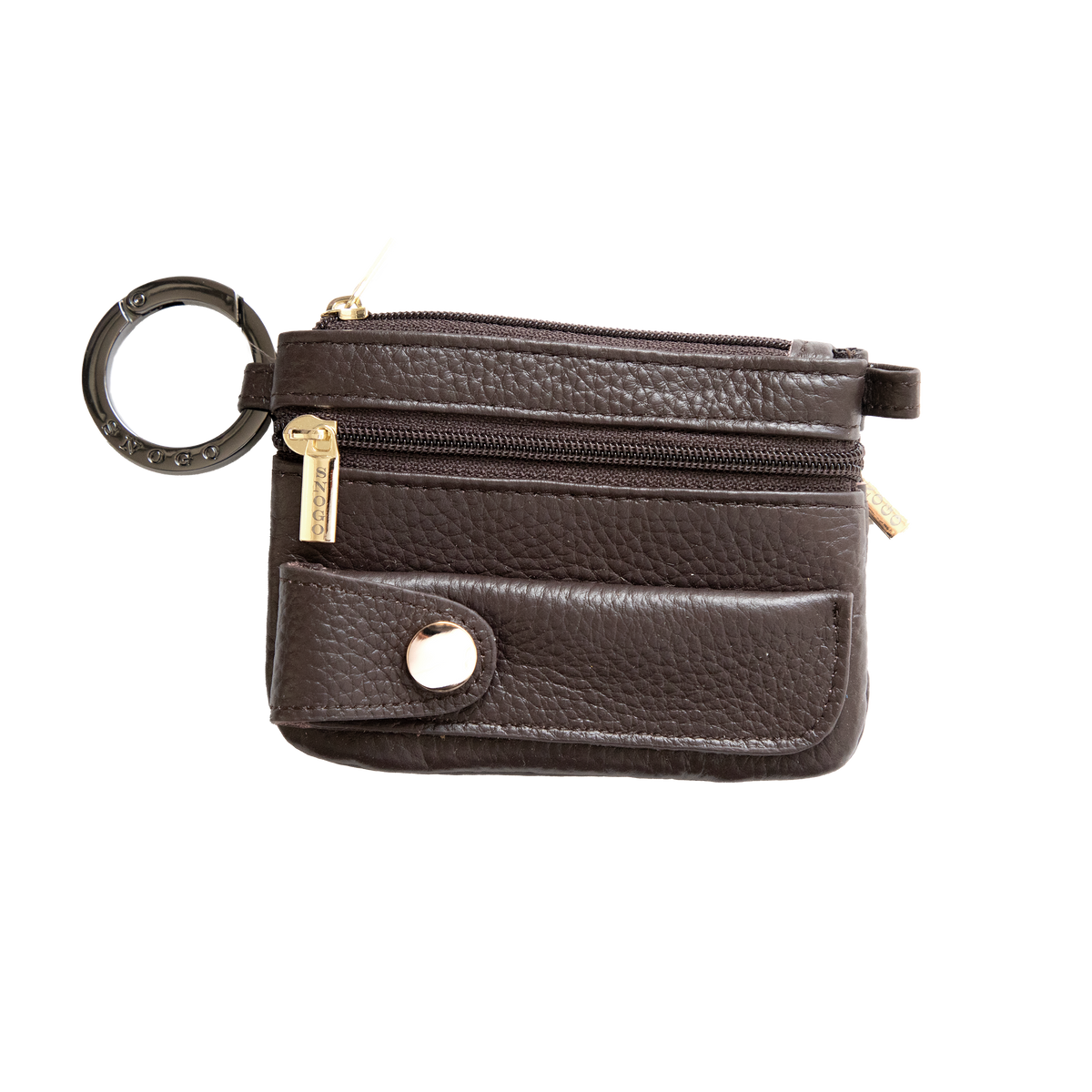Litchi Leather 4-Pocket Wallet with Keyring