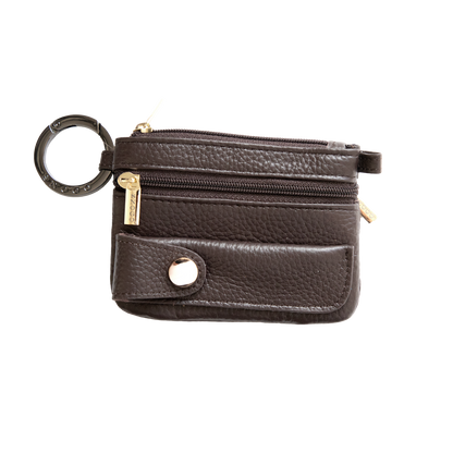 Litchi Leather 4-Pocket Wallet with Keyring
