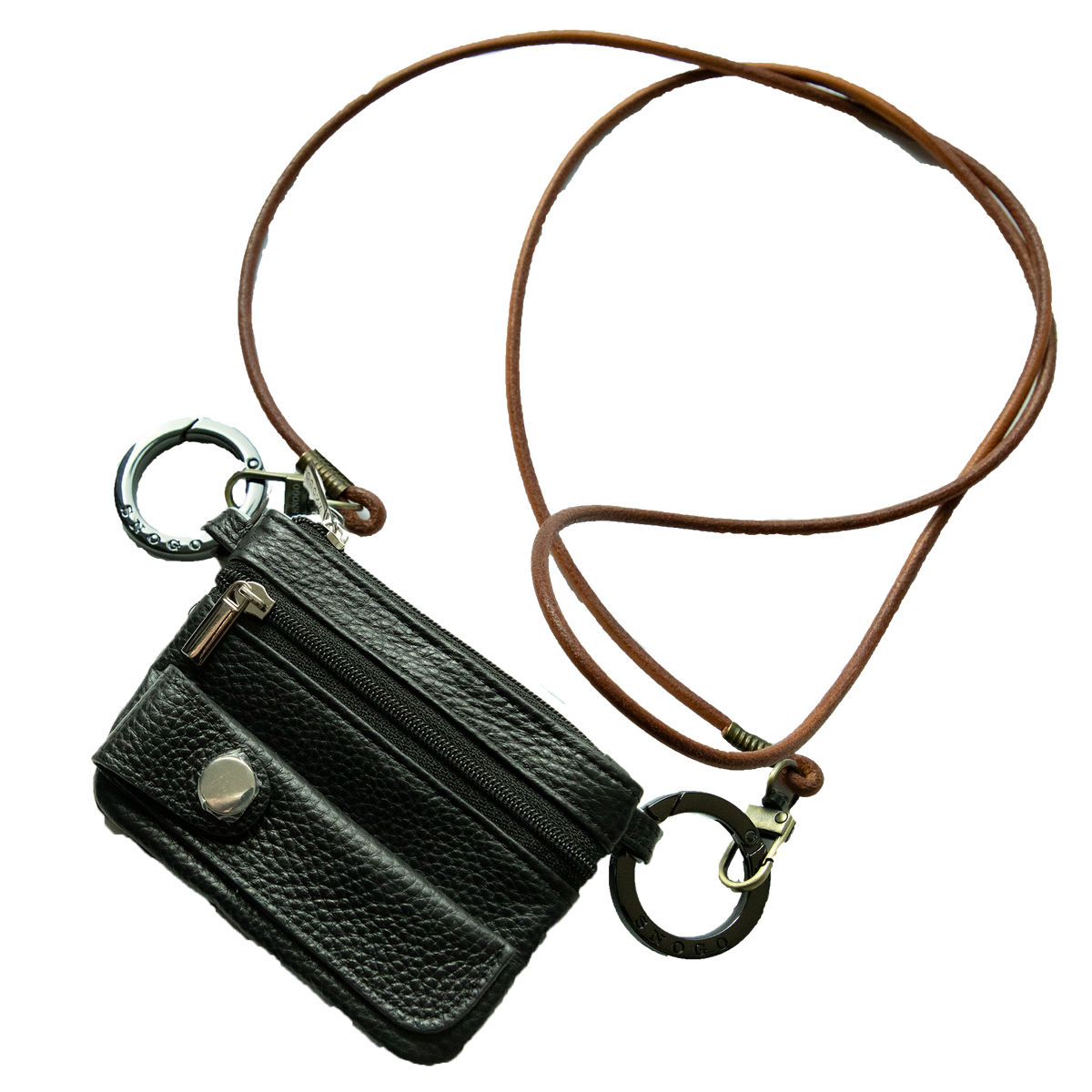 Travel Wallet  | Litchi Leather 4-Pocket with Keyrings & Strap
