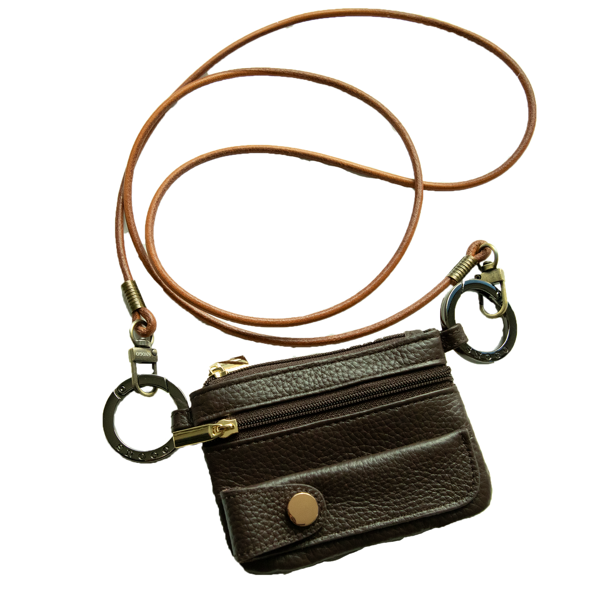 Travel Wallet  | Litchi Leather 4-Pocket with Keyrings & Strap
