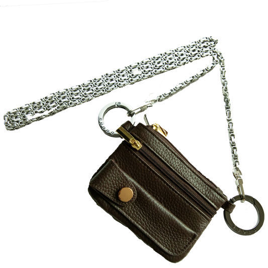 Travel Wallet  | Litchi Leather 4-Pocket with Keyrings & Strap