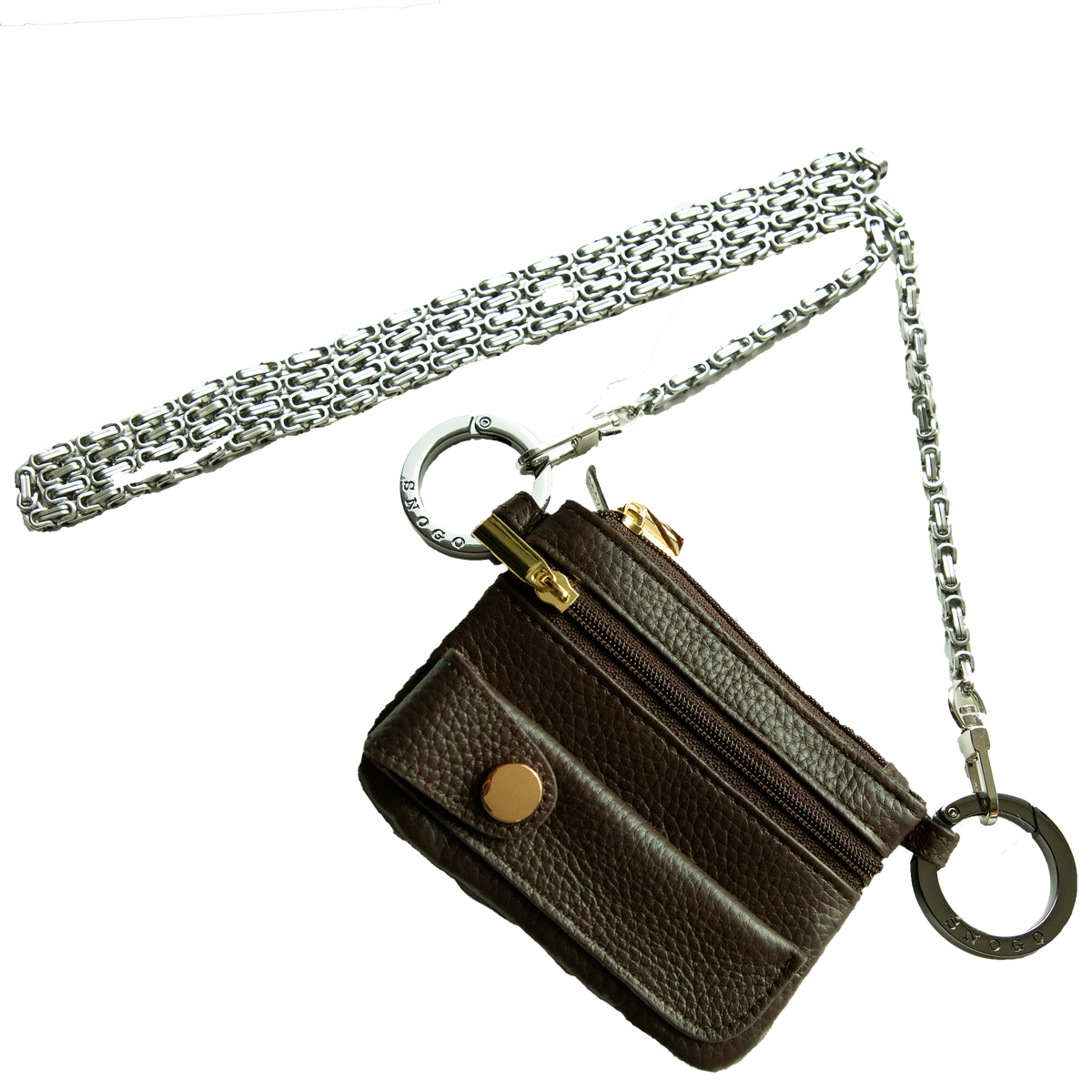 Travel Wallet | Litchi Leather 4-Pocket with Keyrings & Strap